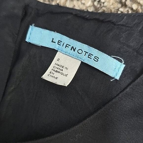 Anthropologie LEIFNOTES Womens Size 2 Notched Dots Corduroy Dress Black Ivory - Picture 3 of 14